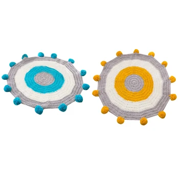 

Hand-Knitted Ball and Ball Mat Bay Window Mat Handmade Crochet Room Bedroom Decoration Window Sill Mat