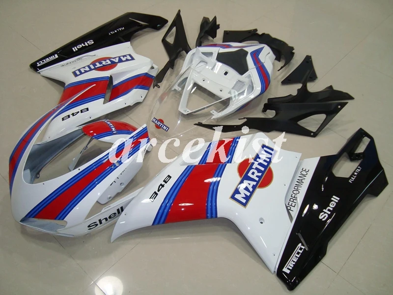 ABS полный обтекатель комплект подходит для DUCATI 848 evo 1098 1198 1098S 2007 2008 2009 2010 2011 2012 набор черный - Цвет: white blue