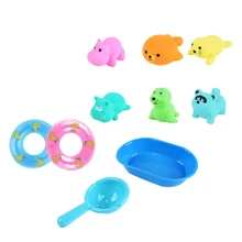 10 шт. детский набор игрушек для ванной мягкий пластиковый морской лев скрипучий игрушка животные Совок поплавок кольцо Ванна плавающие игрушки для плавания