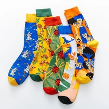 1 пара, модные,, милые, животные, кролик, птица, тигр, божья коровка, Мультяшные, для мужчин и женщин, забавные носки повседневные Харадзюку, носки для скейтборда