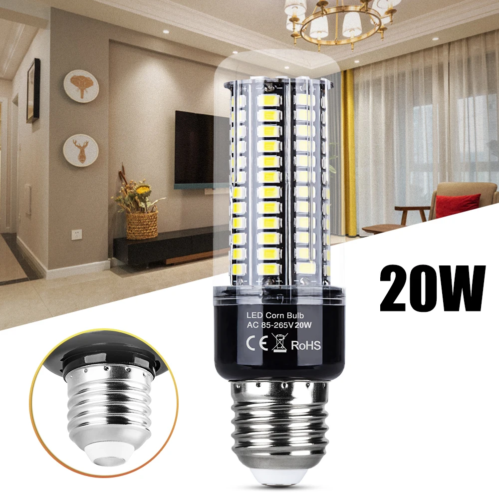 

LED Corn Bulb AC220V E27 20W85-265V High Lumen Bulb Without Flicker SMD5736 Is Suitable For Home Office Lighting Bulb