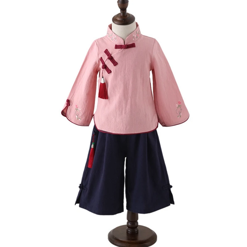 Национальный костюм ханьфу с воротником в китайском стиле; Одежда для девочек; китайский костюм Чонсам в стиле Тан; повседневная одежда для девочек на весну и осень - Цвет: style 10
