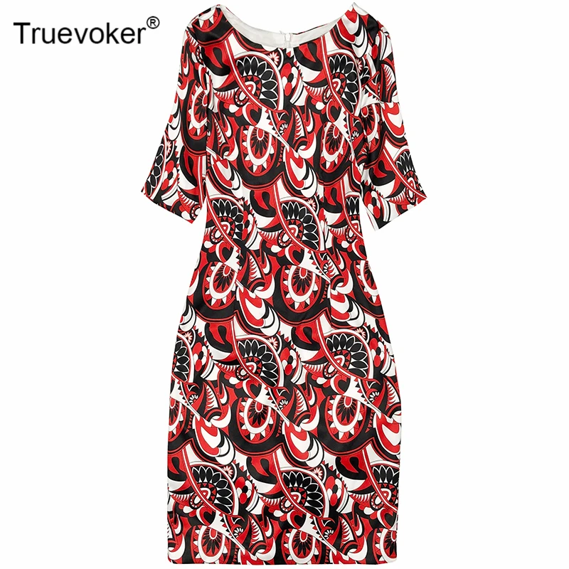 Truevoker дизайнерские платья женские с коротким рукавом Необычные геометрические принты размера плюс XXL карандаш Vestidos благородные вечерние платья