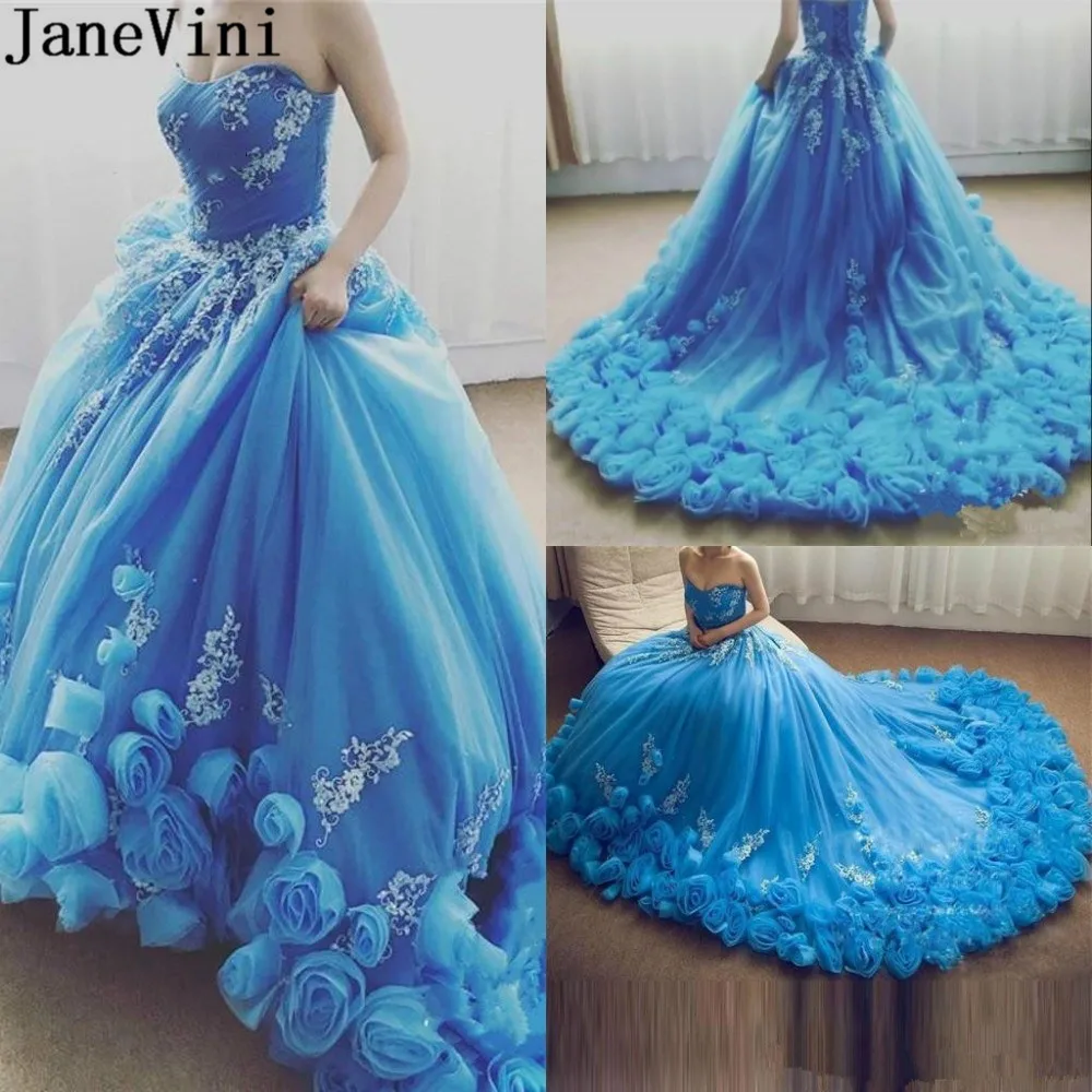Janevini 2020 Elegante Blauwe Bloemen Quinceanera Jurken Baljurk Formele Prom Vestidos De 15 Wit Applicaties Pageant Gown Lace Up Janevini 2020 Elegante Blauwe Bloemen Quinceanera Jurken Baljurk Formele Prom Vestidos De 15 Wit Applicaties Pageant Gown Lace Up