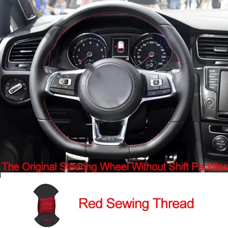 Ручной пошив чехол рулевого колеса автомобиля Volant замша для Volkswagen VW Golf 7 GTI Golf R MK7 VW Polo GTI Scirocco Volant - Название цвета: No shift paddle Red