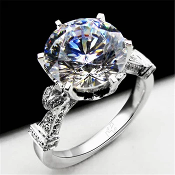 

Test Positive Superb 5CT 11mm Round D-E Lab-Grown Moissanite Diamond Ring 925 Sterling Silver Engagement Ring