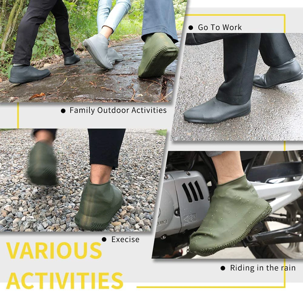 Waterproof Shoes Covers Environmental Protection Reusable Anti-Slip Motorcycle Rain Boot Soft Cover Silicone Elastic-4