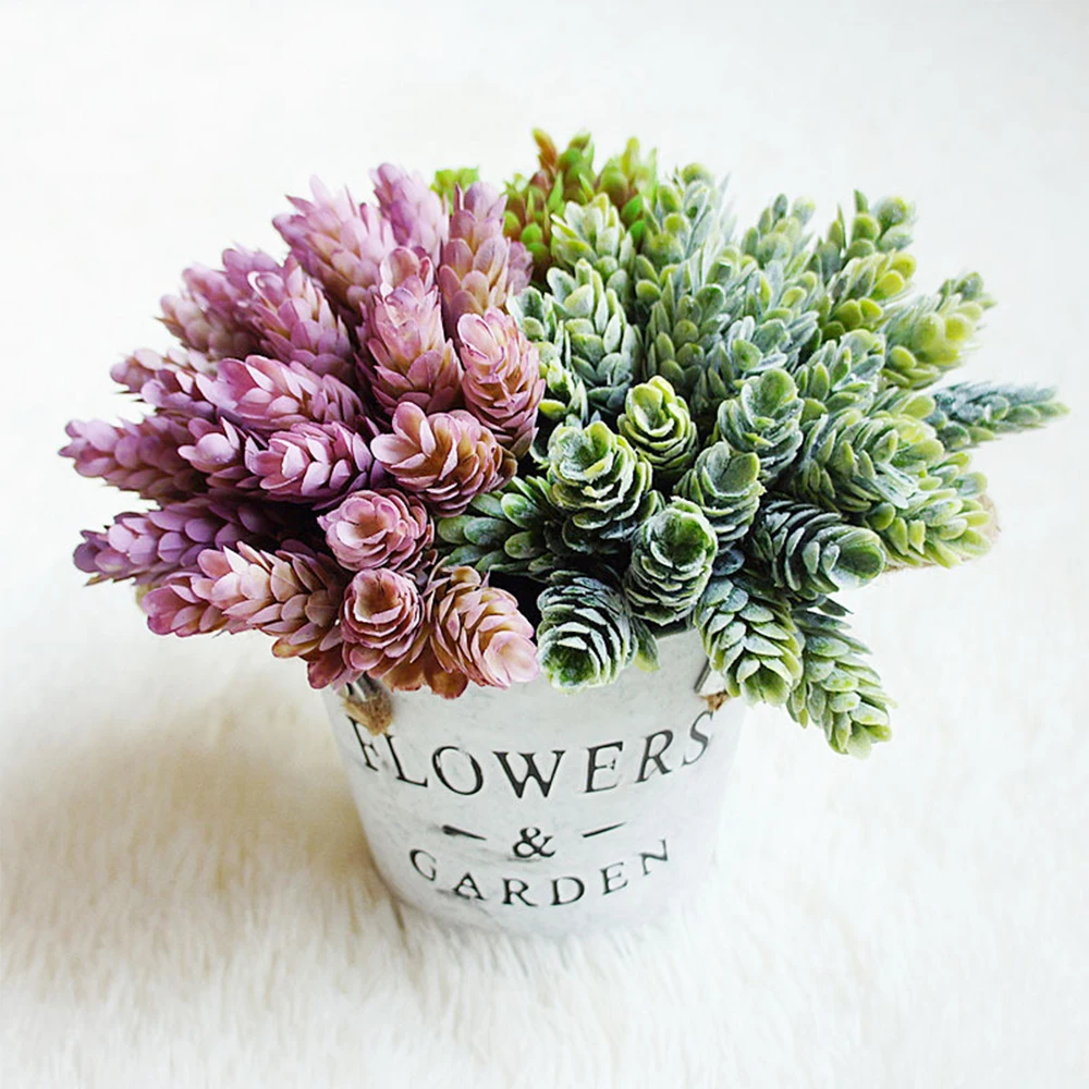

30pcs/set bundle Simulation Green Plant cheap Artificial plastic Flower for Home table Decorative wedding diy Candy gift box