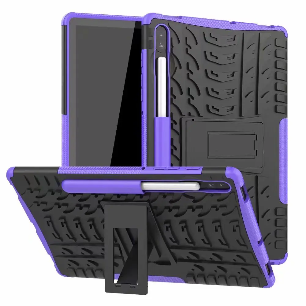 Purple Чехол для планшета для Samsung Galaxy Tab S6 10,5 SM-T865 SM-T860 дети Безопасный противоударный Heavy Duty Стенд силиконовый чехол+ подставка для ручек - Цвет: Purple