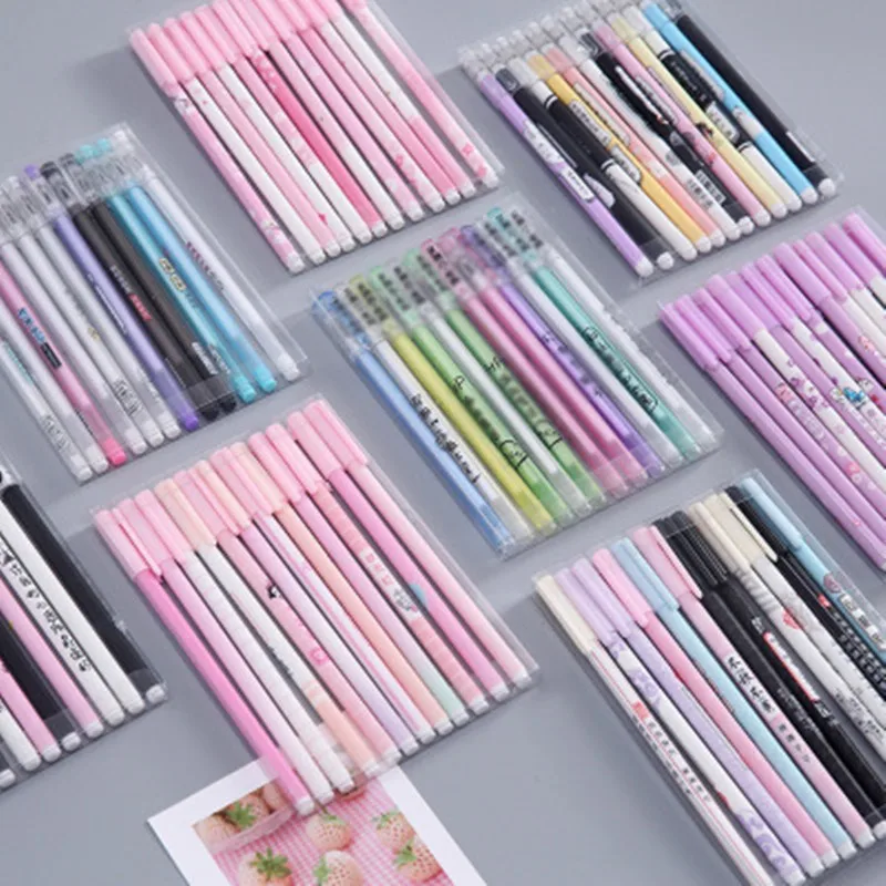 12pcs/set cute gel pen color ink cat pen fresh Kawaii school Canetas Boligrafos gift stationery office supplies 0.5mm