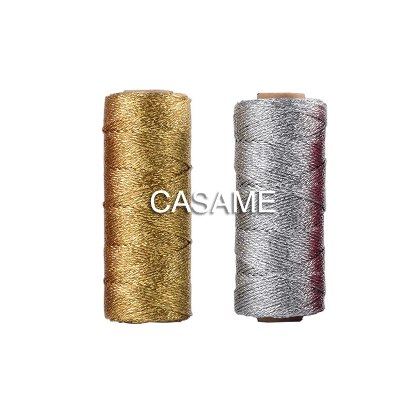 baker twine Striped 110yard12ply Striped DIY Metallic golden Gold Silver Twist Rope Baker Twines Craft Gift Packing spools