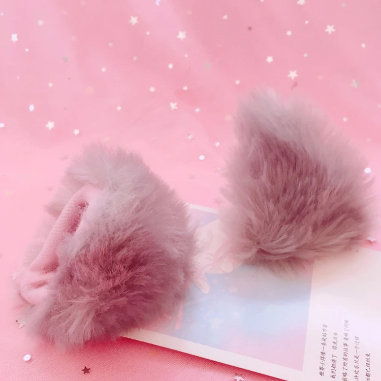 Light gray pair Японская девушка мягкой сестра» и кроличьими ушками, пальто заколки для волос в форме кошки с плюшевой подкладкой с украшением в виде кошачьих ушек волос зажим, аксессуар для волос с лисьими ушками женские аксессуары для волос - Цвет: Light gray pair