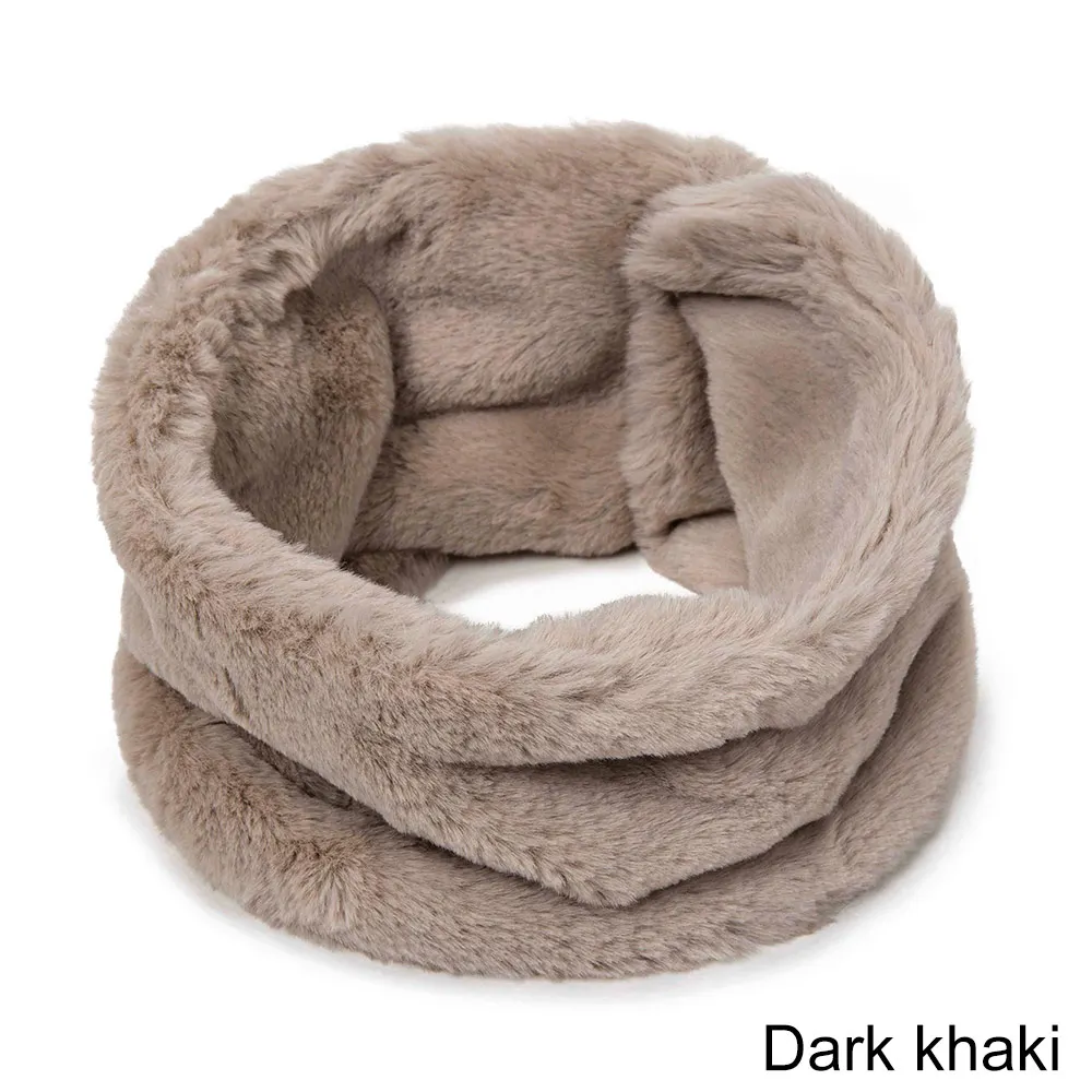 TRUENJOY Women's Winter Thick Warm Neck Scarf men New Soft Ring Scarf Scarves Unisex button Solid Color - Цвет: F