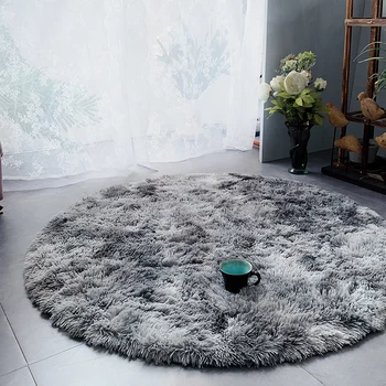 

European round carpet bedroom mat, rattan chair cushion floor pad dresser gray pad powder lovely
