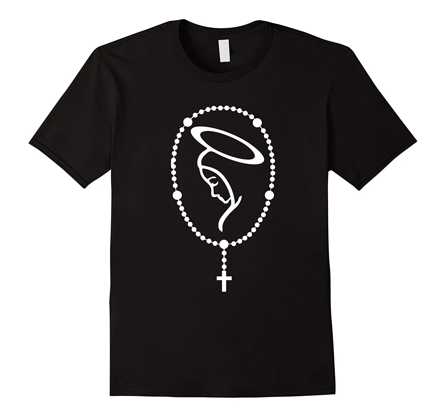 The Holy Rosary T-shirt Virgin Mary Catholics Summer Casual Man T Shirt Good Quality Top Tee White Style Breathable | Мужская одежда