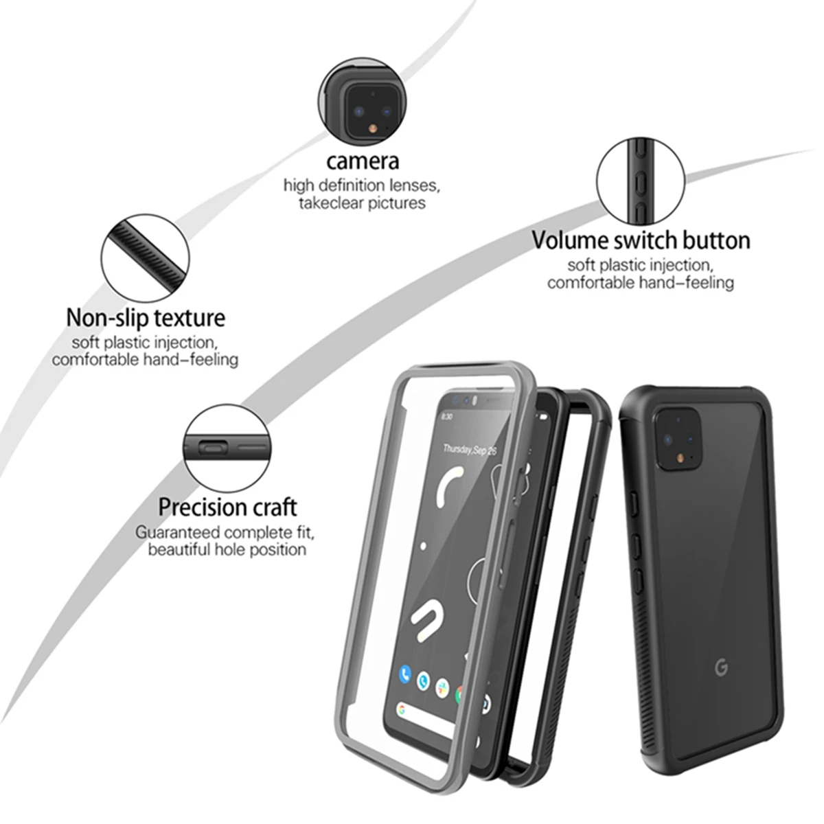 Для Google Pixel 4 XL/4 чехол с защитой на 360 градусов пылезащитный противоударный чехол для задней панели телефона с защитой от царапин