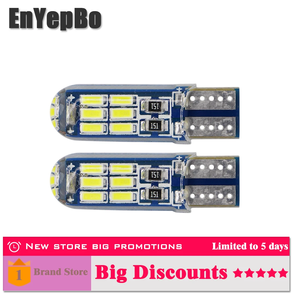 

2x T10 LED Lamp W5W LED Canbus Parking Light for Peugeot 206 207 307 308 407 2008 3008 Auto Interior Lights White Blue