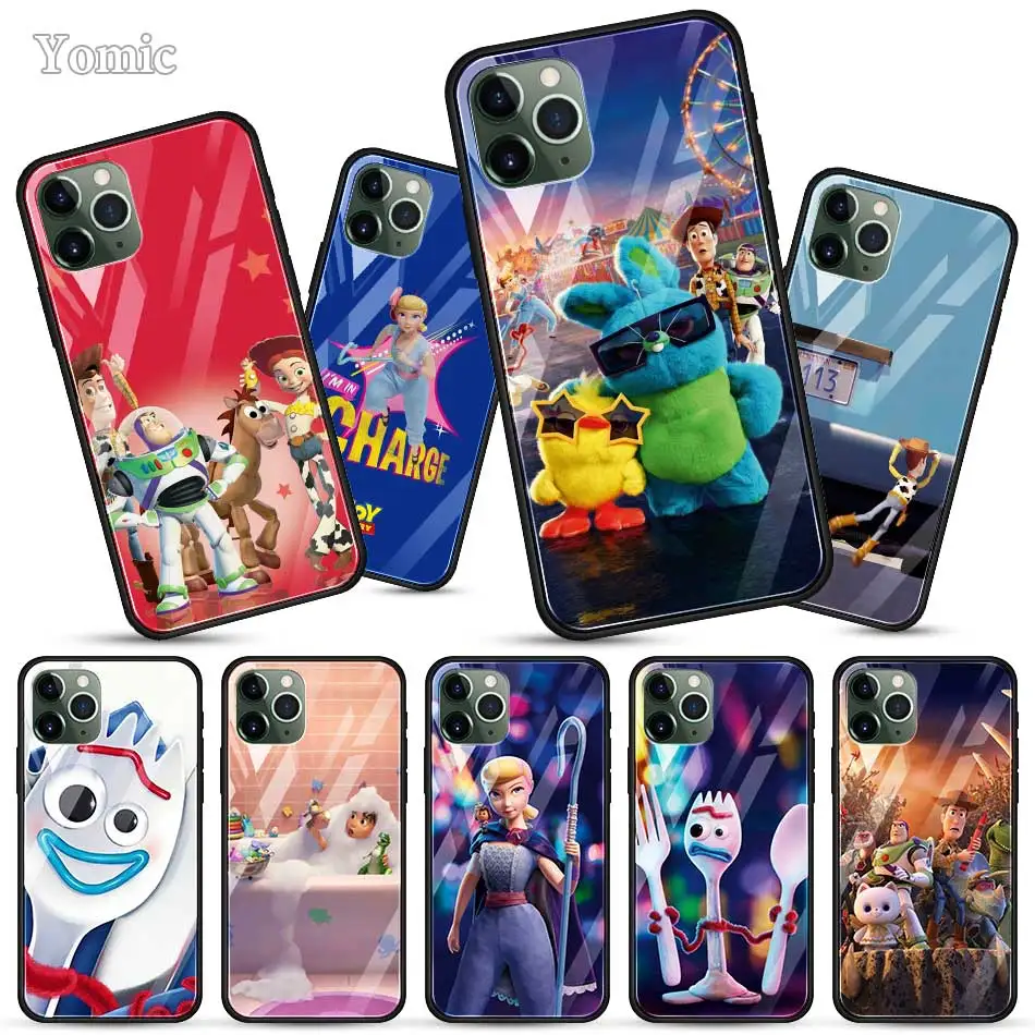 cheap Toy Story Case for Apple iPhone 11 Pro XR 6 6S 7 8 Plus X XS MAX Black Soft Edge Tempered Glass Phone Cover Coque