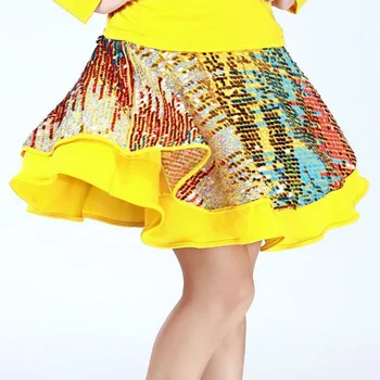 

Square Dance Sequin Competition Skirt Latin Cha Cha Dance Practice Stage Performance Dancewear