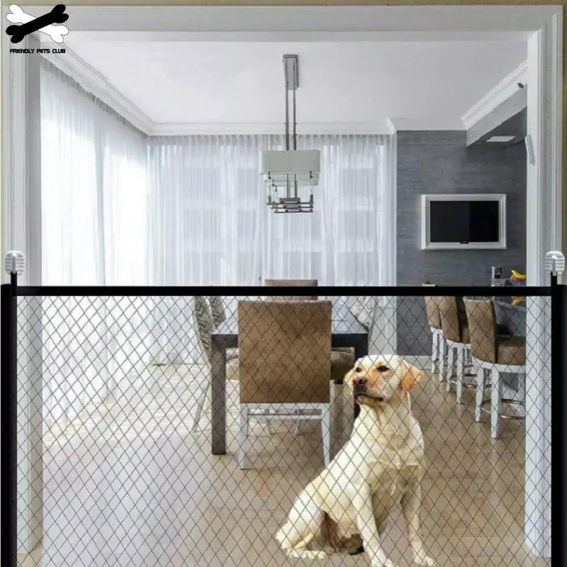 Cerca de malha dobrável portátil para cães, segurança do bebê, acessórios para animais de estimação, instalar em qualquer lugar, escadas internas