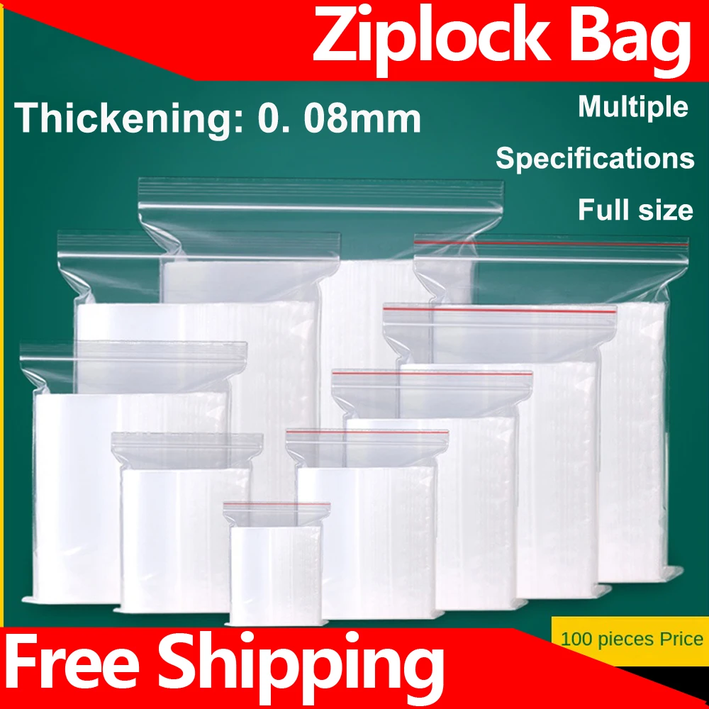 Ziplock Bag Transparent Thick Plastic Sealing Bag Plastic PE Poly Bags Fresh Storage Food Envelope Bag Reusable Zip Bag 8 Silk afbeelding