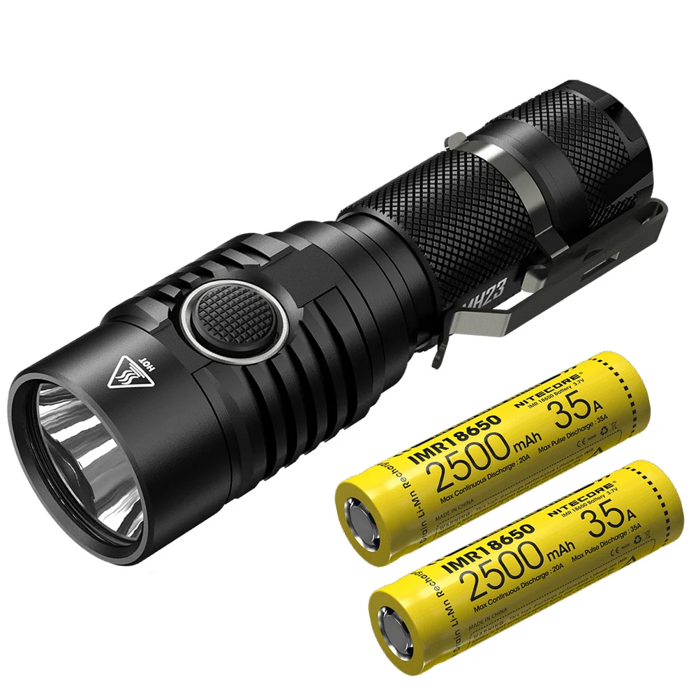 NITECORE MH23 Открытый фонарик USB Непосредственно Зарядка CREE XHP35 HD светодиодный Макс 1800 люмен расстояние луча 294 м тактический фонарь - Испускаемый цвет: MH23 2500mAh 35A x 2