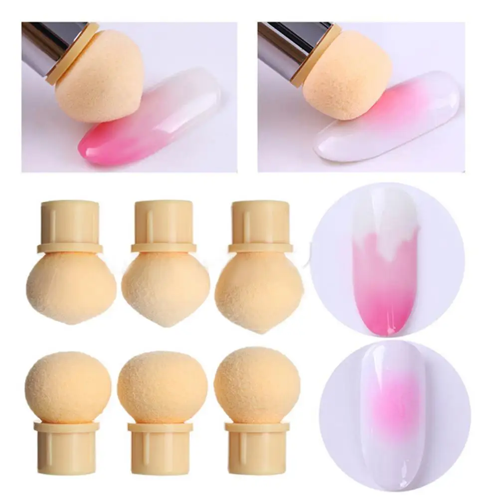 6 шт./компл. Профессиональная мягкая Сменная Губка для ногтей цветущие Рисование ручные головки