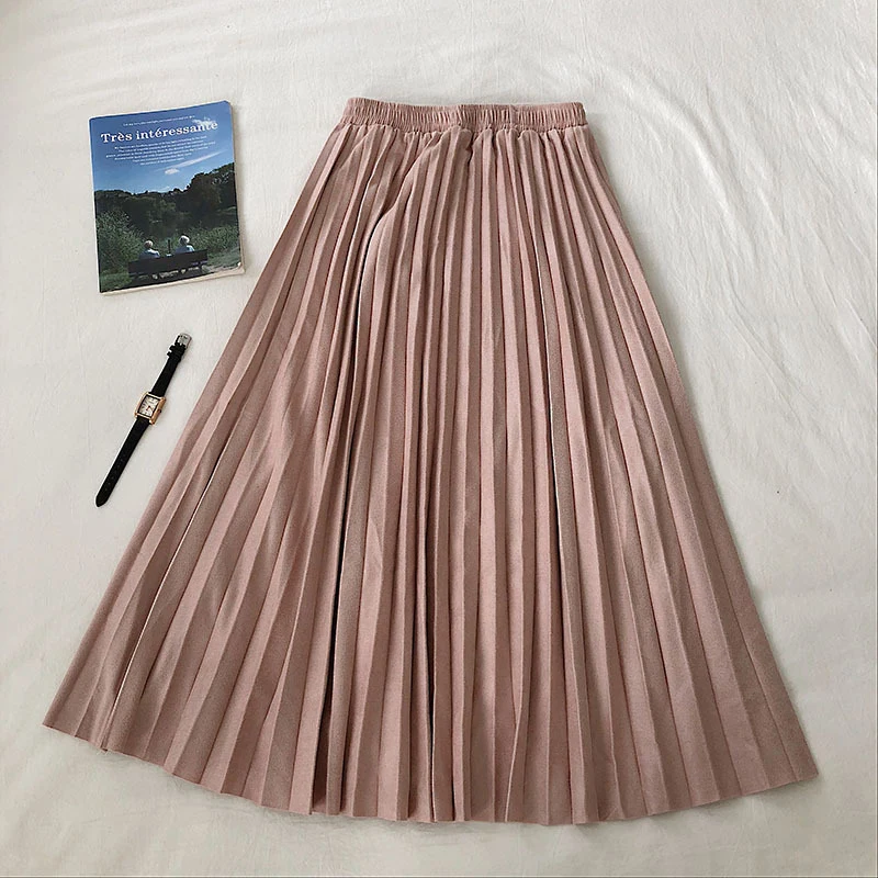 Женская длинная юбка из бархата TIGENA, трапециевидная плиссированная юбка свысокой талией для женщин