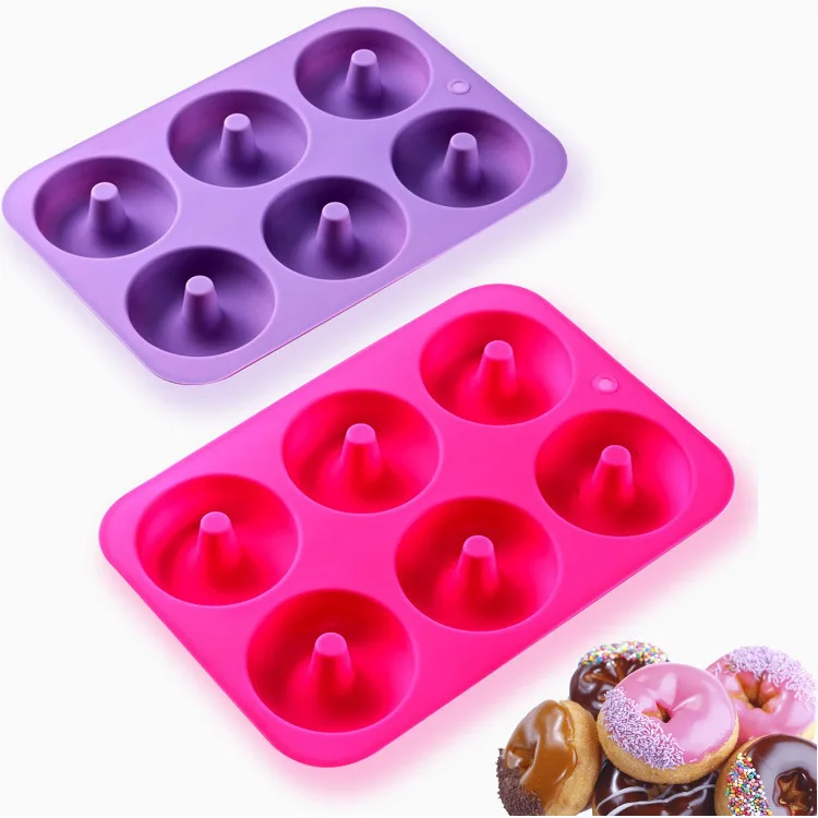 6-Cavity Silicone Donut Baking Pan Non-Stick Mold Doughnut Decoration Tools Baking Nonstick and Heat Resistant Reusable k339