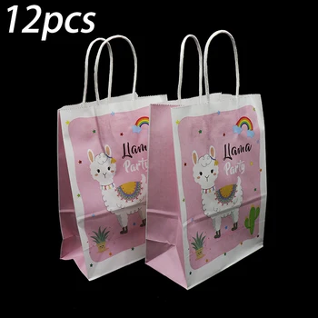 

12pcs/pack Lama theme gift bags kids birthday party decorations Lama theme paper bags Alpaca candy bags