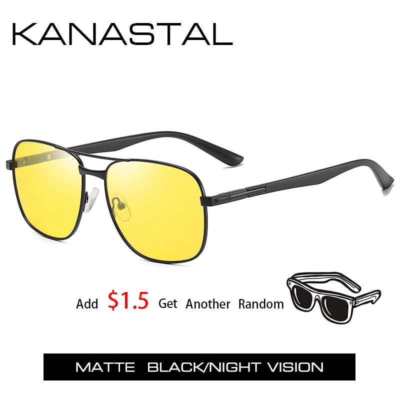 Поляризованные солнцезащитные очки для мужчин, солнцезащитные очки ночного видения для мужчин, зеркальные очки для вождения, квадратная оправа, Классические Брендовые очки UV400 - Цвет линз: NightVision2