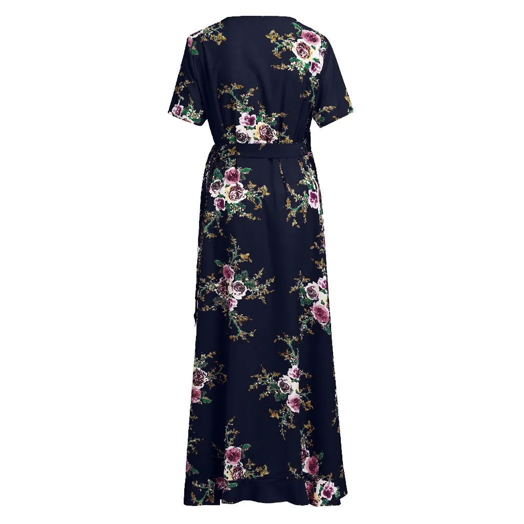 Платье женское ropa mujer vestidos de verano платья vestidos verano mujer robe femme Новые повседневные платья с коротким рукавом и цветочным XL-5XL Z4