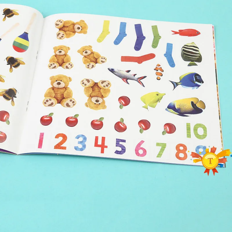 Understanding Shape Alphabet Color Number Self-adhesive Children's Sticker Books
