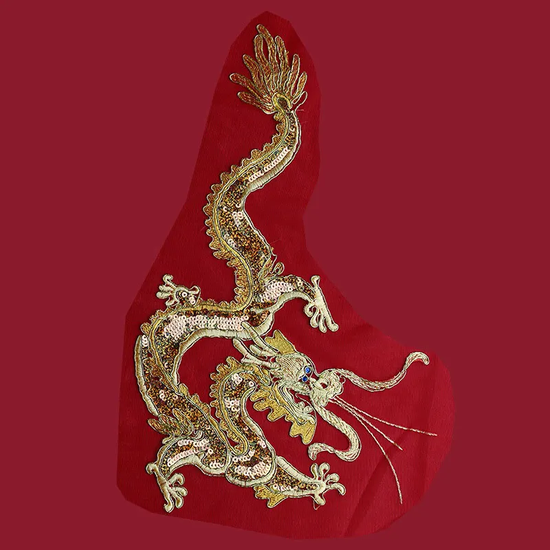 AHYONNIEX Goldenen Drachen Kostüm Patch Kostüm Traditionelle Dekoration Applique DIY Handwerk Hand Nähen Tuch Aufkleber – Detail 4