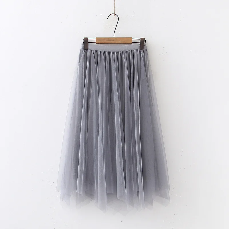 

Skirt Women's Autumn And Winter Elastic Waist Gauze Mid-length Skirt Slimming Fairy Reversible Pleated Skirt S19290