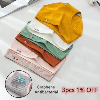 

Women Cotton Panties Graphene Antibacterial Lingerie Brief Girls Students Underpant трусы Elastic Cozy Underwear трусы женские