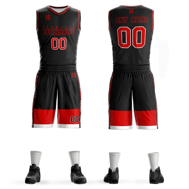 Unique Basketball Jersey Designs Black White Red Custom Wholesale