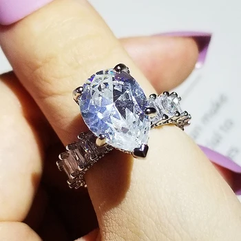 

2020 new luxury pear 925 sterling silver engagement ring for women lady anniversary gift jewelry wholesale R5879