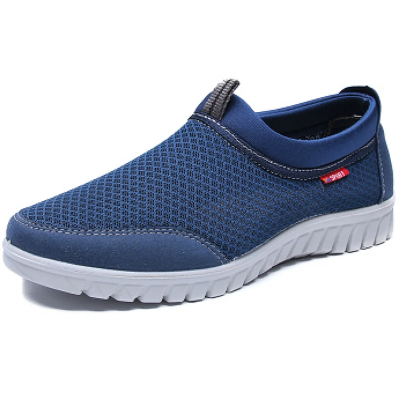 New Summer Breathable Mesh Shoes Comfortable Sneakers for Men Slip-On Men's Casual Shoes Non-slip Men Casual Walking Loafers - Цвет: Черный