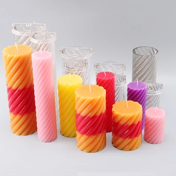 

Eight size DIY handmade cylindrical candle molds spiral shape candle end product diy candle moulds for bedroom decoration lz30