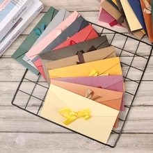 Enveloppes multicolores rétro pour cartes de vœux, 10 pièces, sacs en papier nacré, ruban d'enveloppe de courrier, accessoires créatifs pour invités de mariage