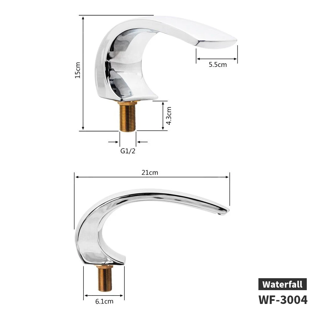 Stainless Steel Chromed Bathtub Waterfall Spout Bathtub Waterfall inlet Handle Shower Switch Valve 2