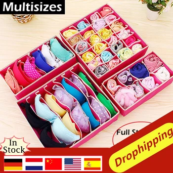 

3/4Pcs Multi-size Underwear Bras box Organizer Storage Boxes Scarfs Sock Divider Lidded Closet Boxes Accessories Wholesale