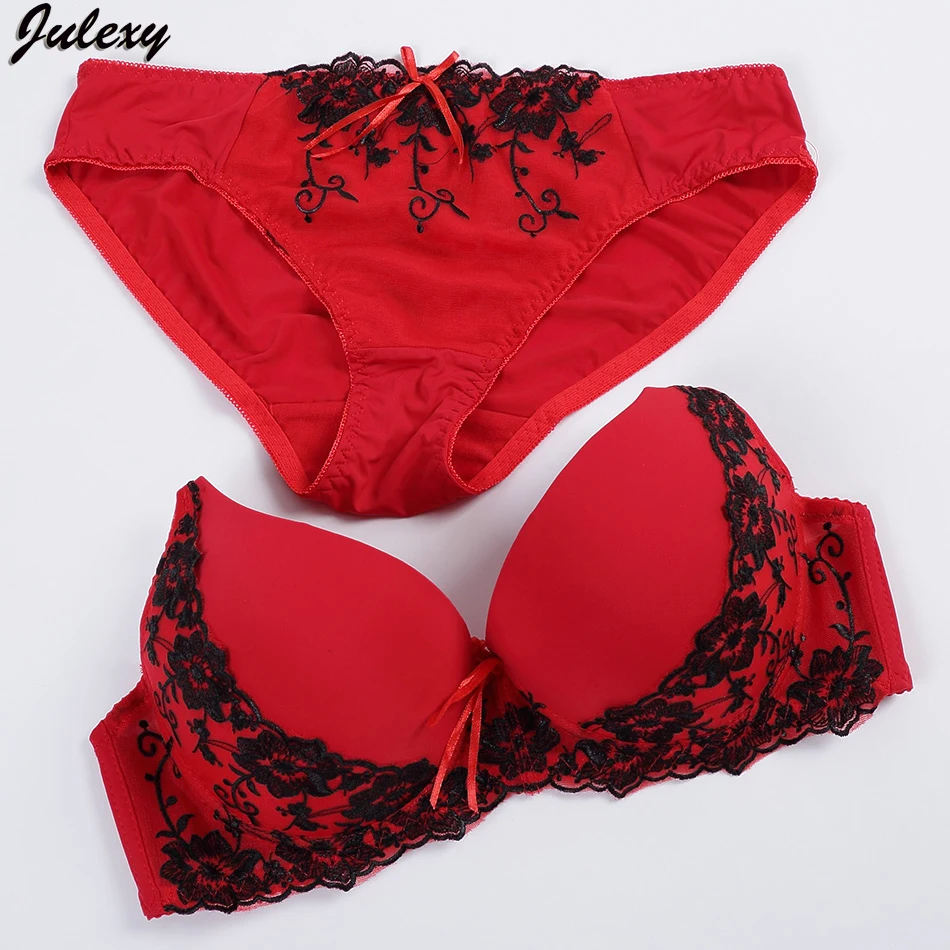 Julexy, новинка, пуш-ап, кружевное нижнее белье, набор трусиков, вышивка, BCD, женский бюстгальтер, набор, Франция, большой размер, бюстгальтер, короткие наборы, хлопок, сексуальный