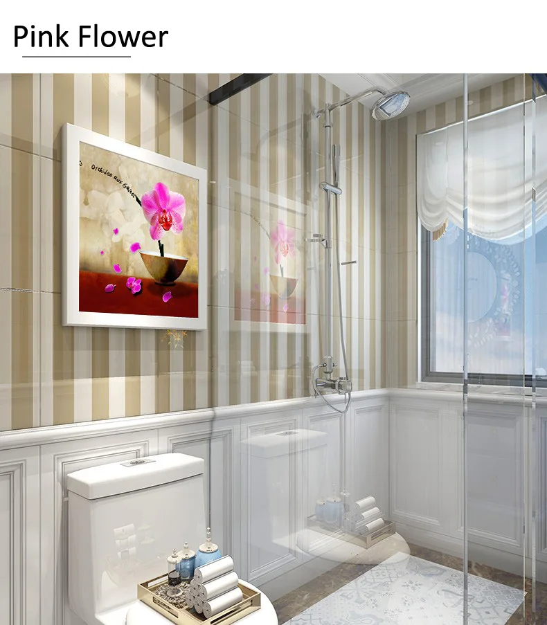 Ванная комната складной шкаф для хранения ванной душевая полка для хранения одежды водоотталкивающие обои дырокол-бесплатно Органайзер коробка Прямая - Цвет: Pink Flower
