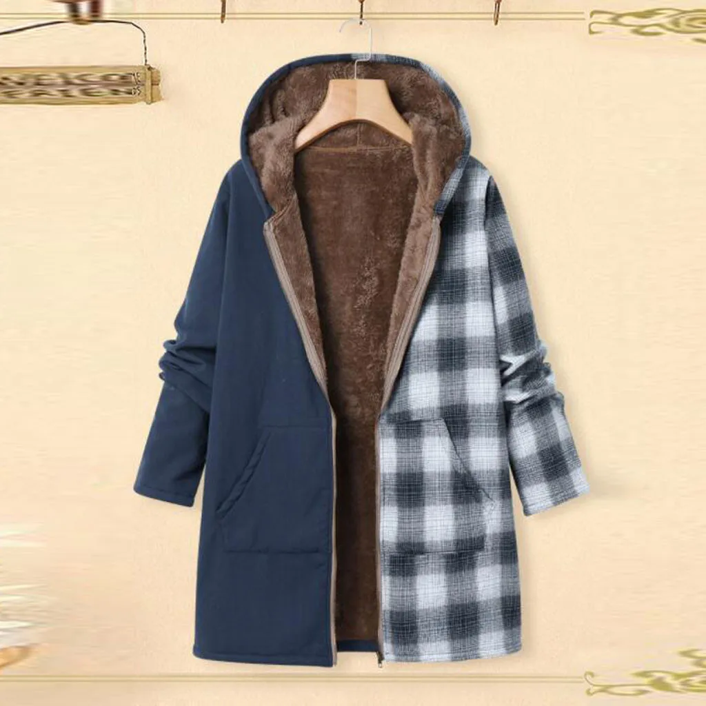 Ropa mujer, женский плащ, casaco feminino sobretudo feminino moda, Повседневный, в клетку, с длинным рукавом, с карманами, на молнии,, L-5XL, Z4