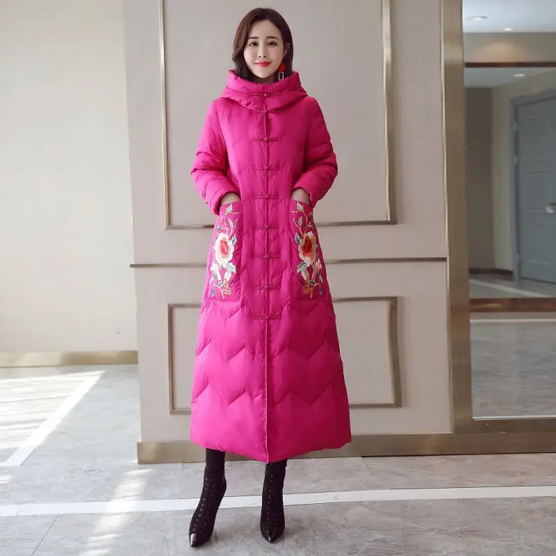 

Chinese-style Cotton-padded Clothes Women's 2018 New Style Korean-style Winter Mid-length Thick Ethnic-Style down Jacket Cotton-
