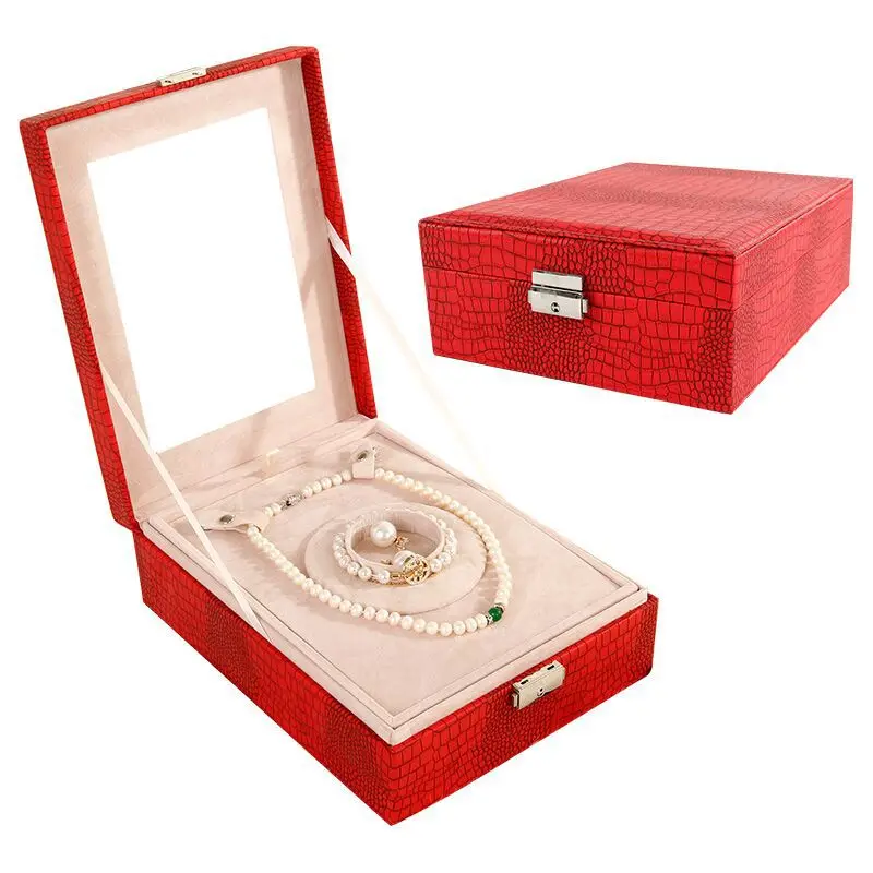

Double Layer Snakeskin Leather Jewelry Box-Style Marriage Jewelry Multi-functional Jewlery Box Storage Box Cosmetic Box