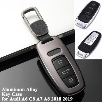 

1pc New Deluxe Car Key Case Cover Protector Aluminum Alloy Key Shell Styling Car Accessories for Audi A6 C8 A7 A8 2018 2019