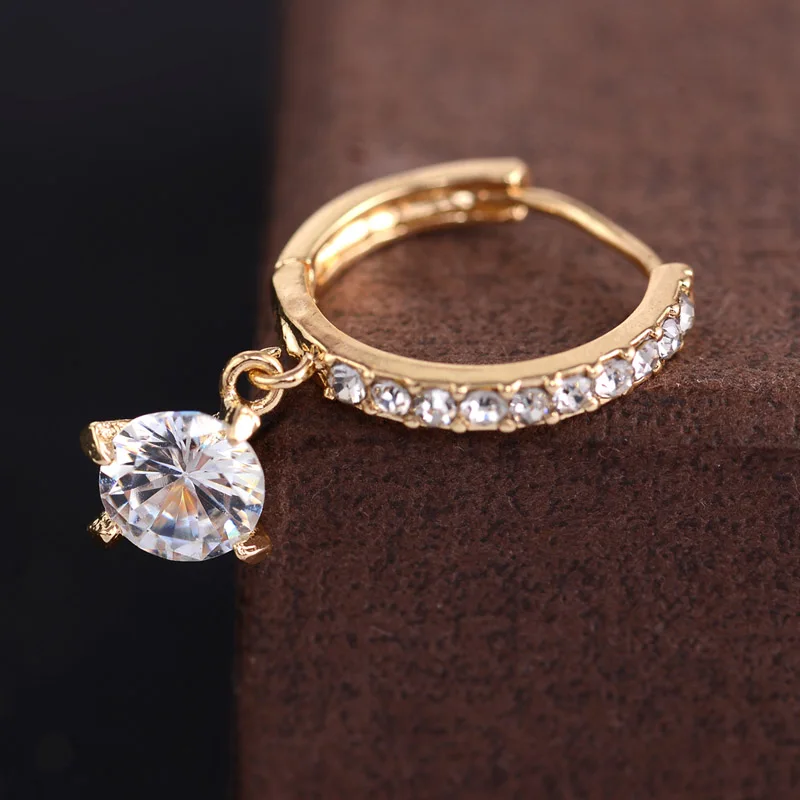 

1 Pair Fashion Women Hoop Earrings Alloy Inlay Zircon Ladies Girls Earring Jewelry Accessories Gifts S55